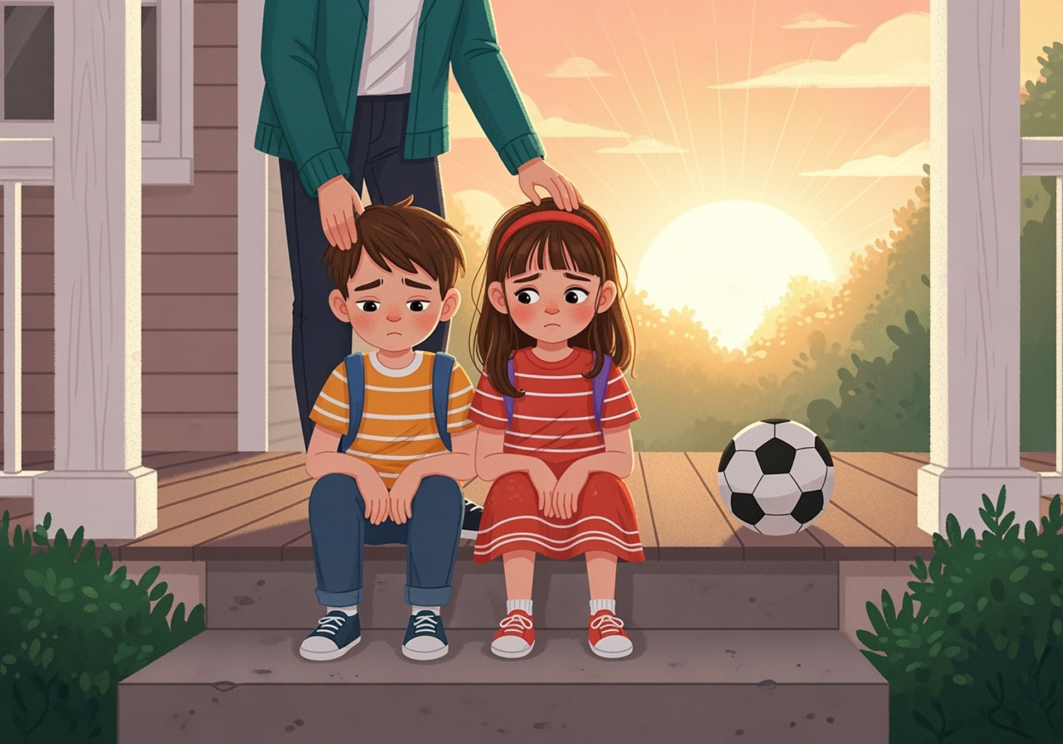 An,Illustration,Of,A,Boy,And,Girl,(ages,8ñ10),Sitting